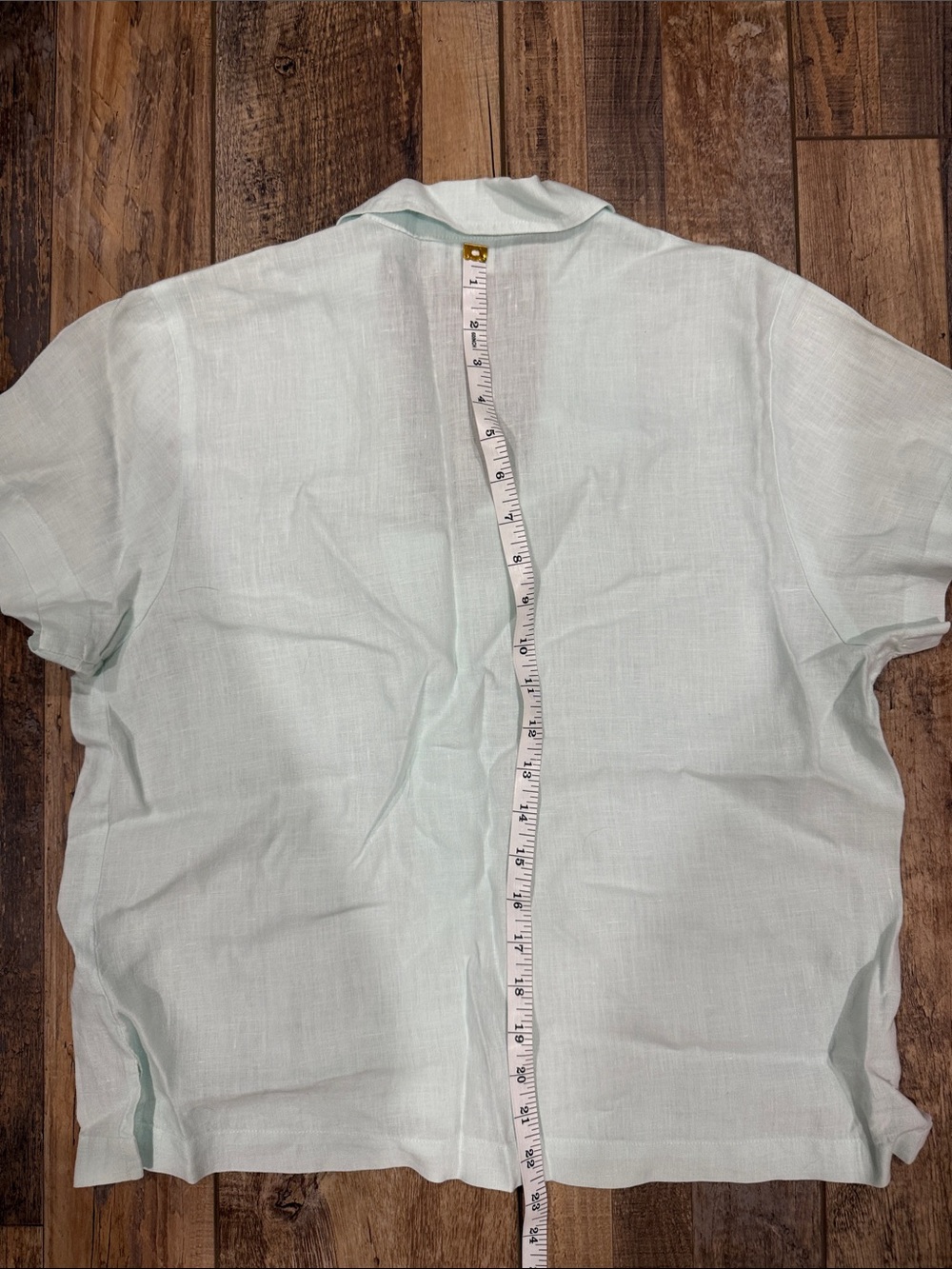 Habitat Womens Mint Green 100% Linen Button Front Short Sleeve Shirt Size M 4238 - Picture 8 of 9